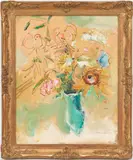 Still Life with Flowers by Sterling Strauser, oil on board, sold Jan 2022