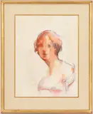 Lady on a Gown by Jere Hardy Allen, mixed media on paper, sold Jul 2021