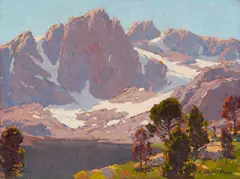 California Mountain Landscape , Sierra Lake by Edgar Alwin Payne, oil on board, sold Jul 2025