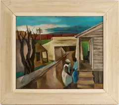 Nashville Street Scene, Exhibited by Meyer Wolfe, oil on panel, sold Jul 2025