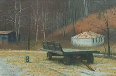 Jeff Chapman Crane Appalachian Landscape , A Weathered Land by Jeff Chapman-Crane, tempera on board, sold Jul 2025