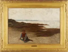 The Beach at Concarneau [France] by Arthur Hoeber, oil on canvas, sold Jul 2025