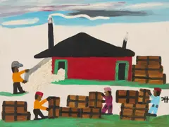 Gin Picking Cotton by Clementine Hunter, oil on canvas, sold Jan 2026
