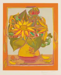 Sunflower w/ Fallen Petals by Françoise Gilot, serigraph, sold Jan 2026