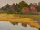 Fall Landscape, The Passing by Lucy Gould Reitzfeld, oil on canvas, sold Jan 2026