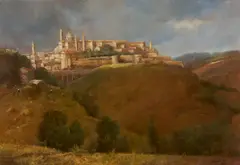 View of Urbino by Robert Maione, 1969, oil on canvas, sold Jan 2026