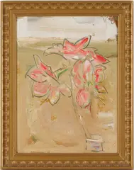 Floral Still Life by Sterling Boyd Strauser, 1995, oil on board, sold Jan 2026