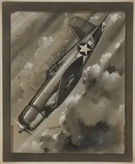 F4U Corsair Fighter Plane by Eric Sloan, pastel and ink, sold Jan 2026