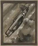 F4U Corsair Fighter Plane by Eric Sloan, pastel and ink, sold Jan 2026