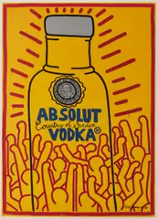 Absolut Vodka Pop Art Advertising , Absolut Haring by Keith Haring, 1986, lithograph, sold Jan 2026