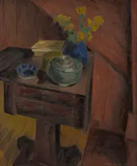 Still Life, Flowers a Table by Meyer Wolfe, 1930, oil on canvas, sold Jan 2026