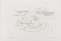 Watermelon Girls by Carroll Cloar, graphite on paper, sold Jan 2026