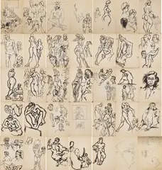 Sketchbook, 35 Works Incl. Wash & Drawings by Joseph Delaney, ink, sold Jan 2026