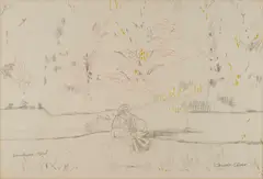 Pond Side Girl by Carroll Cloar, pencil and marker on paper, sold Jan 2026