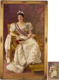 Carl Gutherz Portrait of Lady Dufferin, Vicereine of India, Plus Study by Carl Gutherz or Guthers, oil on canvas, sold Jan 2026