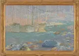 Glow in the Morning and Rolled Rock by James Vance Miller, oil on canvas, sold Jan 2026