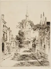 Charleston Spires by Alfred Heber Hutty, etching, sold Jan 2026