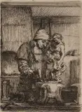 Rembrandt , The Goldsmith by Rembrandt Harmensz van Rijn, etching, sold Jan 2026