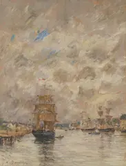 French Harbor by Eugène Louis Boudin, oil on panel, sold Jan 2026