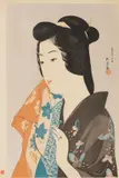 Japanese Shin Hanga Woodblock , Woman with a Towel by Goyō Hashiguchi, 1950, ink, sold Jan 2026