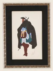 Julie d’ Aubigny AKA Mlle de Maupin, Les Amazones by Erté, 1916, gouache, sold Jul 2025