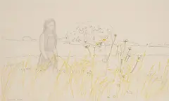 Girl in a Field by Carroll Cloar, graphite and colored, sold Jul 2025