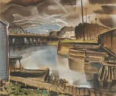 Maritime Landscape , Likely New Orleans by Will Henry Stevens, 1933, pastel on paper, sold Jul 2025