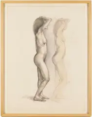 Double Study of Standing Nude by Thomas Cornell, charcoal and pastel, sold Jul 2025