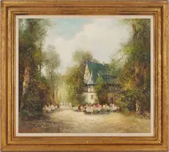 Garden Party by Willi Bauer, oil on canvas, sold Jul 2025