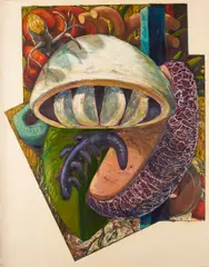 War of the Worlds by Sandy Winters, oil on paper, sold Jul 2025