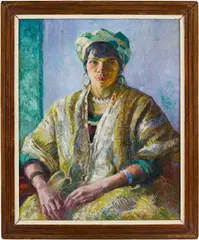 Tunisian Bride, Exhibited by Meyer Wolfe, oil on canvas, sold Jul 2025