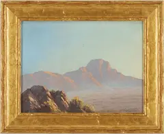 Western Landscape by John William Hilton, 1951, oil on canvas, sold Jul 2025