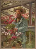 Carl Gutherz , French Gardener, Likely Godefroy-Lebeuf, Paris Exposition by Carl Gutherz or Guthers, 1889, oil on canvas, sold Jul 2025