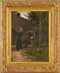Gathering Wood by Willy Martens, oil on canvas, sold Jul 2025