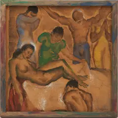 W/ Praying & Mourning Figures by Joseph Delaney, 1940, watercolor on paper, offered Jul 2023