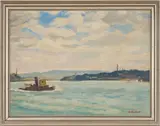 Marine Scene by Emily Hortense Budell, oil on canvas, sold Jul 2024