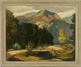 Mountain Landscape by Ruthven Holmes Byrum, oil on canvas, sold Jul 2024