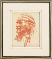 Navajo by Everett Kinstler, pencil on paper, sold Jul 2024
