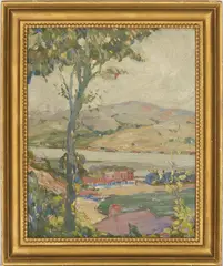 California Landscape by Frank J. Van Sloun, 1930, oil on canvas, sold Jul 2024