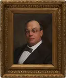 Portrait, J.P. Cobb of Huntington, NY by Lloyd Branson, 1910, oil on board, sold Jul 2024