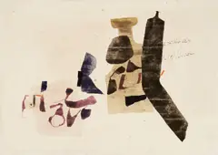 Abstract by Julius Heinrich Bissier, 1962, egg tempera and oil, sold Jul 2024
