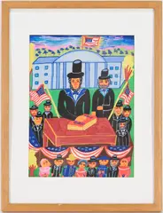 Lincoln Inauguration by Malcah Zeldis, watercolor and gouache on paper, sold Oct 2023