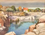 Old Quarry, Lanesville, Mass by Julius Maximilian Delbos, watercolor on paper, sold Oct 2021