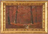 Autumn Landscape by James L. Russell, oil on board, sold Oct 2021