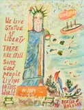 Outsider Art , Statue of Liberty by Bertha Halozan, mixed media on canvas, sold Oct 2021