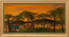 Helen LaFrance , African Scene by Helen La France, oil on canvas, sold Oct 2021