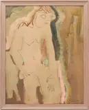 Abstract Nude Female by Sterling Strauser, oil on board, sold Oct 2021