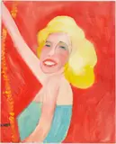 Outsider Art Portrait Marilyn Monroe by Lillian Webb, acrylic on panel, sold Jan 2021
