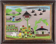 Picking Flowers by Clementine Hunter, oil on canvas, sold Jan 2020