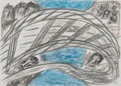 Toll Bridge by Thornton Dial, Sr., mixed media on paper, sold Jul 2019